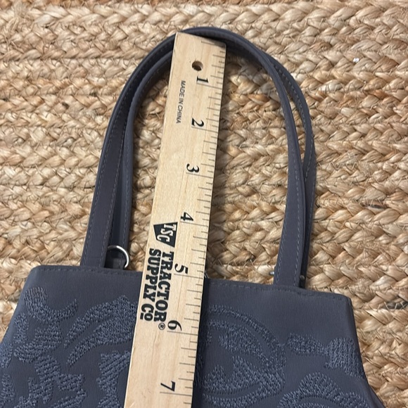 Frankie &Johnnie Dark Gray Womens Vintage Mini Satchel Bag features Kiss closure - Picture 11 of 13